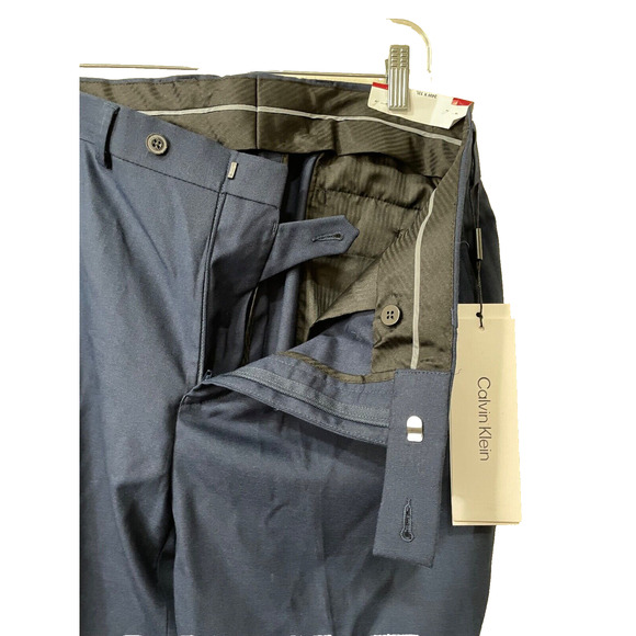 NWT Calvin Klein Men's Slim-Fit Dress Pants in Navy Blue Size 34W 32L - Picture 11 of 12